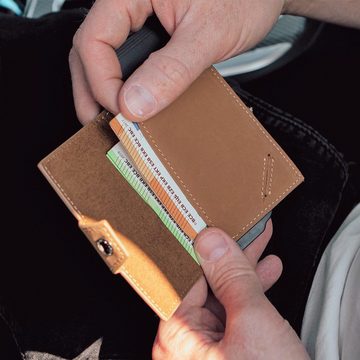 MAGATI Mini Geldbörse Slim Wallet ZANI (Inkl. Geschenkbox, Optionaler Fundservice), RFID Blocker, Parkscheinslot, Aluminiumgehäuse, Echtleder