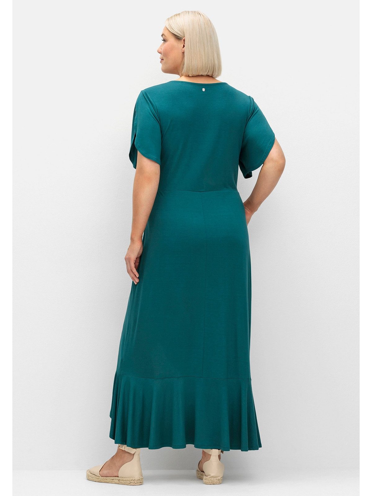 Sheego Jerseykleid Große Größen in Wickeloptik, mit Volantrock