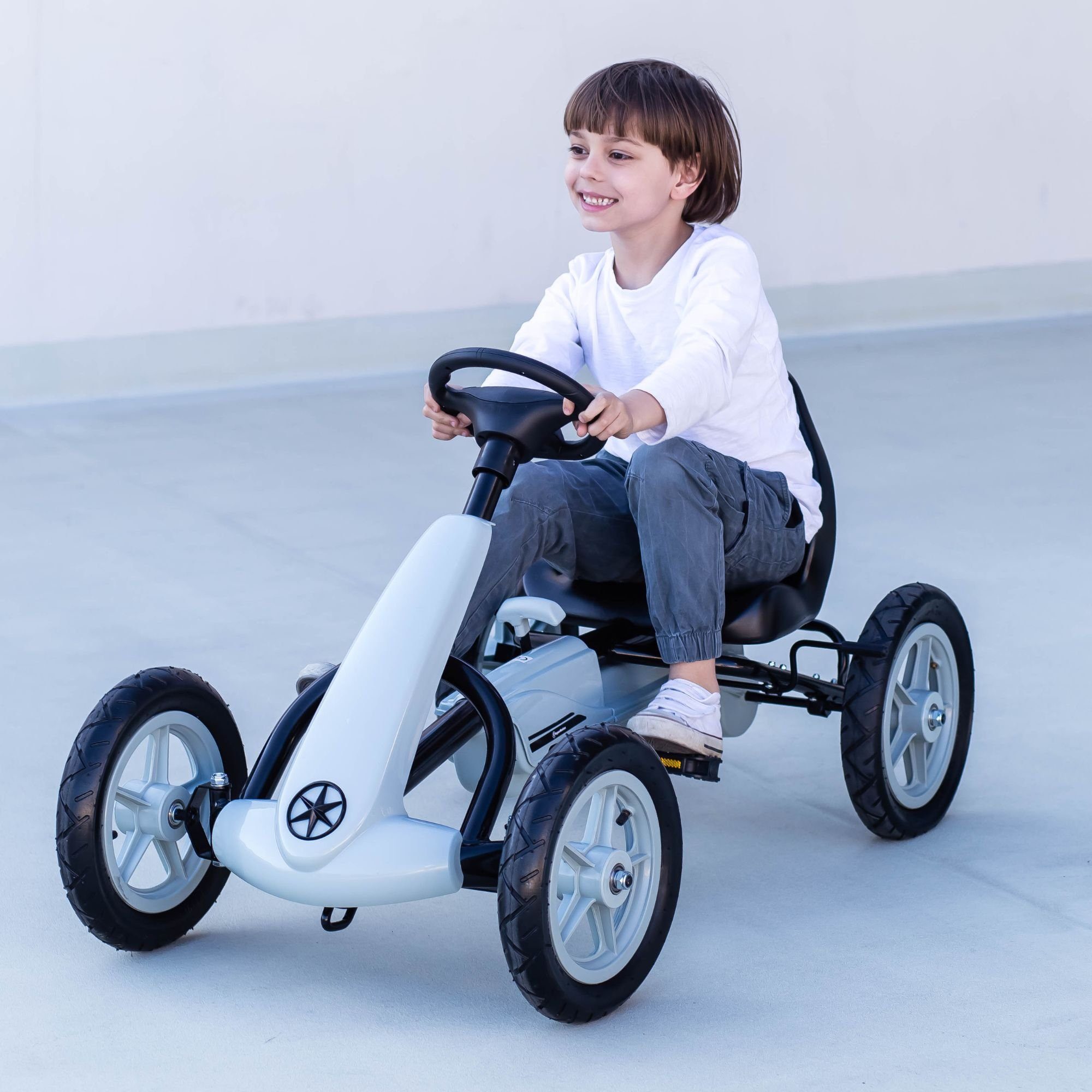 HyperMotion Go-Kart Pedal-Gokart EVOQUE für Kinder von 5-8 Jahren, Grau