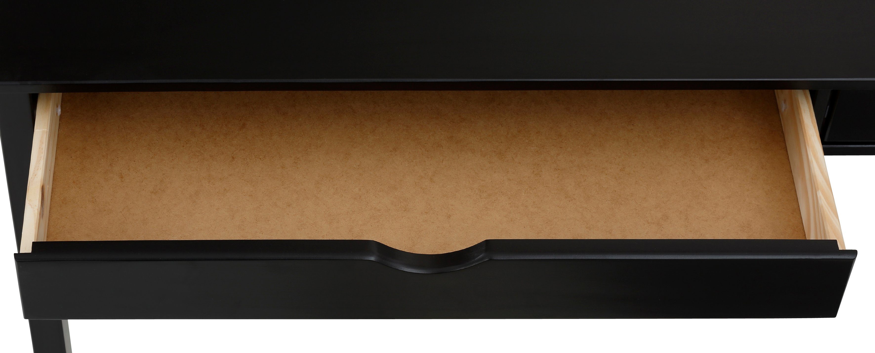 Kiefer (1-St), cm schwarz Gava INOSIGN Höhe Griffmulden, Schreibtisch 80 massiv, eingefräste