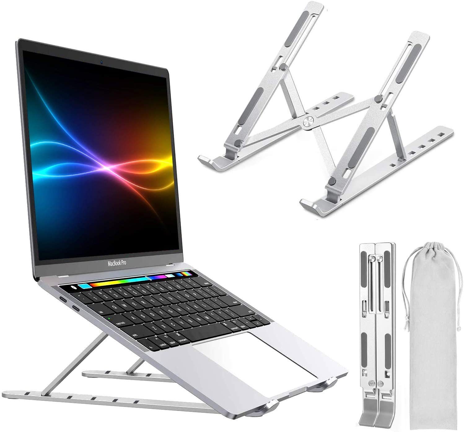 Laptop-Ständer, Alu, 6 Computer-Laptophalterung, Laptoptisch Daskoo tragbare mit Stufen faltbarer Laptop-Ständer Höhenverstellung