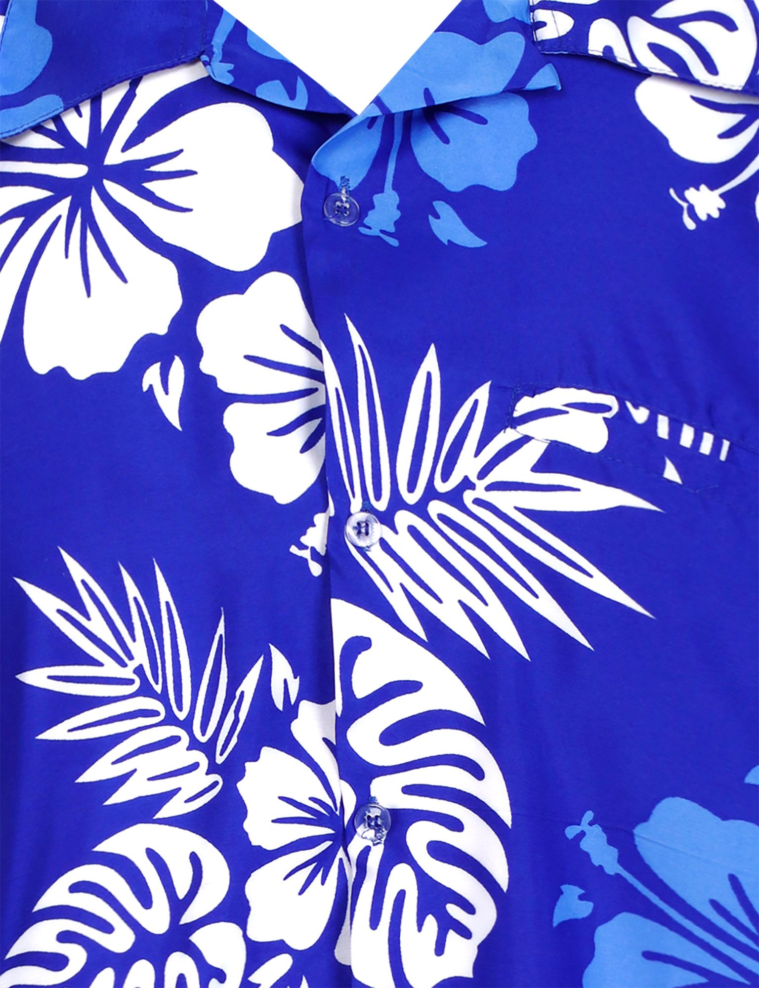 King Kameha Hawaiihemd Mono Hibiscus Funky Hawaii-Hemd Kurzarm Front-Tasche Stylish Unisex