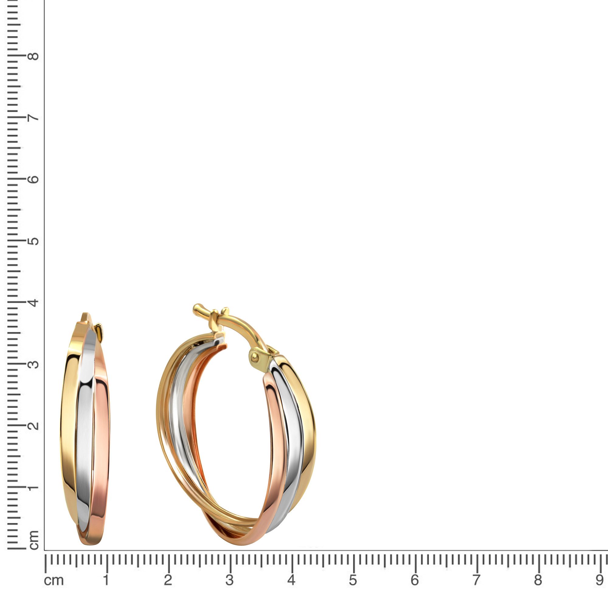 Fascination by Ellen K. Paar Creolen Gold 333 dreifarbig 20mm Durchmesser günstig online kaufen