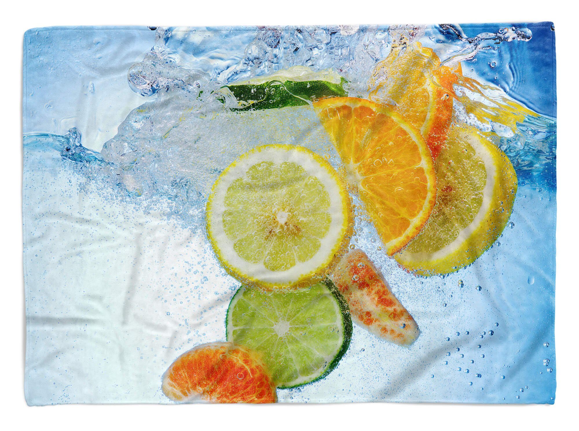 Sinus Art Handtücher Handtuch Strandhandtuch Saunatuch Kuscheldecke mit Fotomotiv Früchte Zitronen O, Baumwolle-Polyester-Mix (1-St), Handtuch