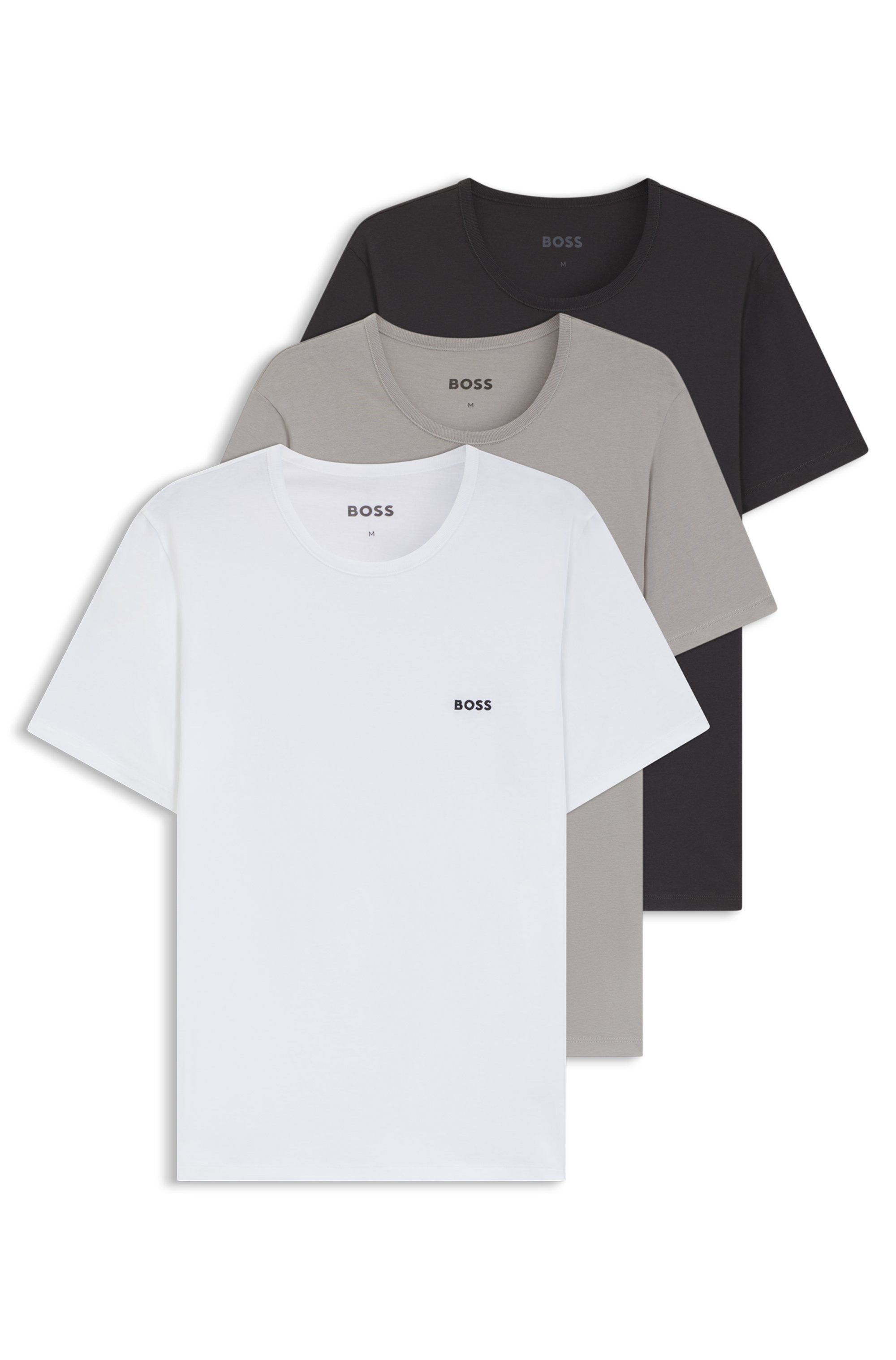 BOSS T-Shirt TShirtRN 3P Classic (Packung, 3-tlg) mit BOSS Stickerei günstig online kaufen