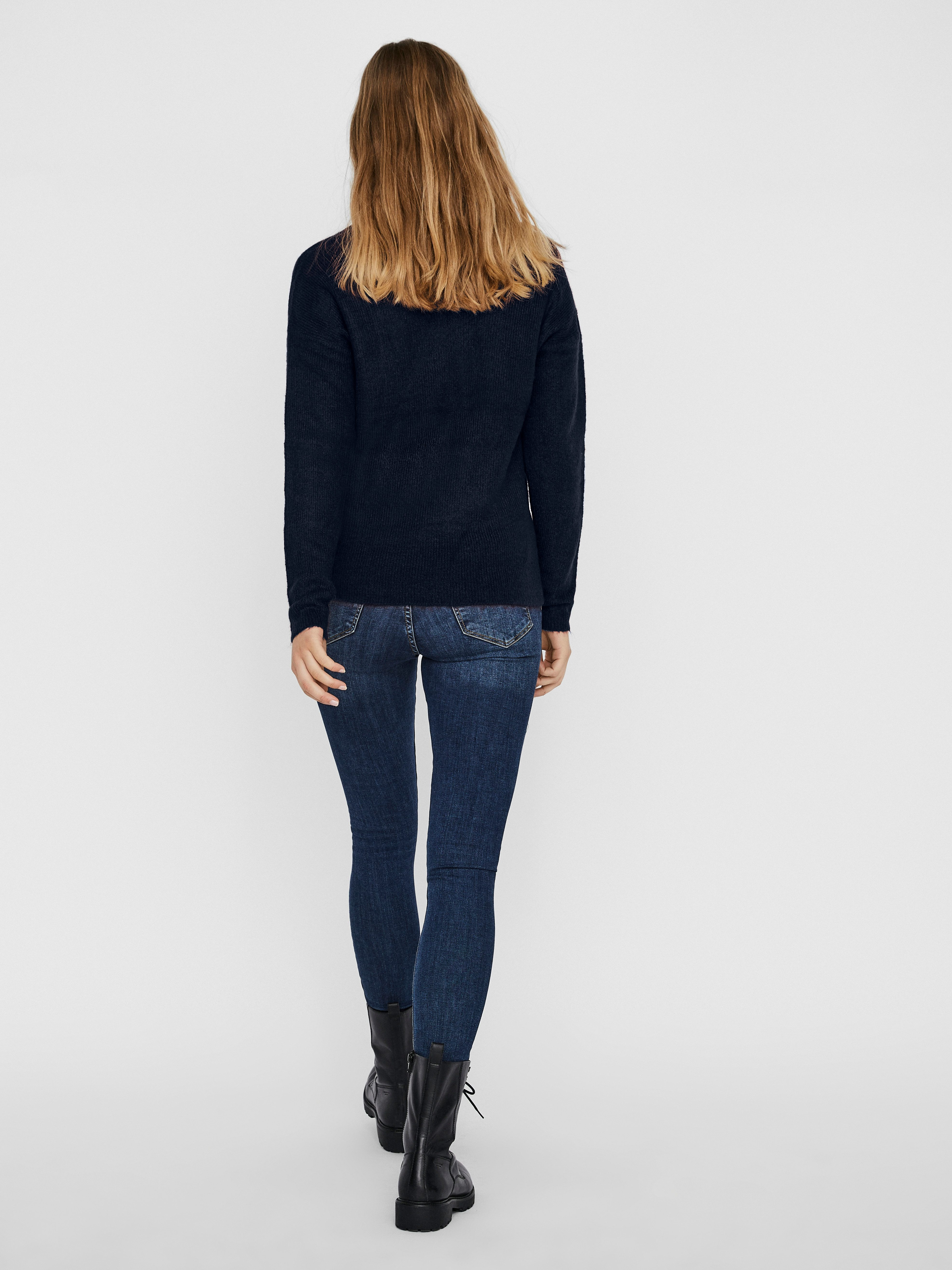 Vero Moda V-Ausschnitt-Pullover VMCREWLEFILE LS V-NECK BLOUSE NOOS Materialmix, loose fit