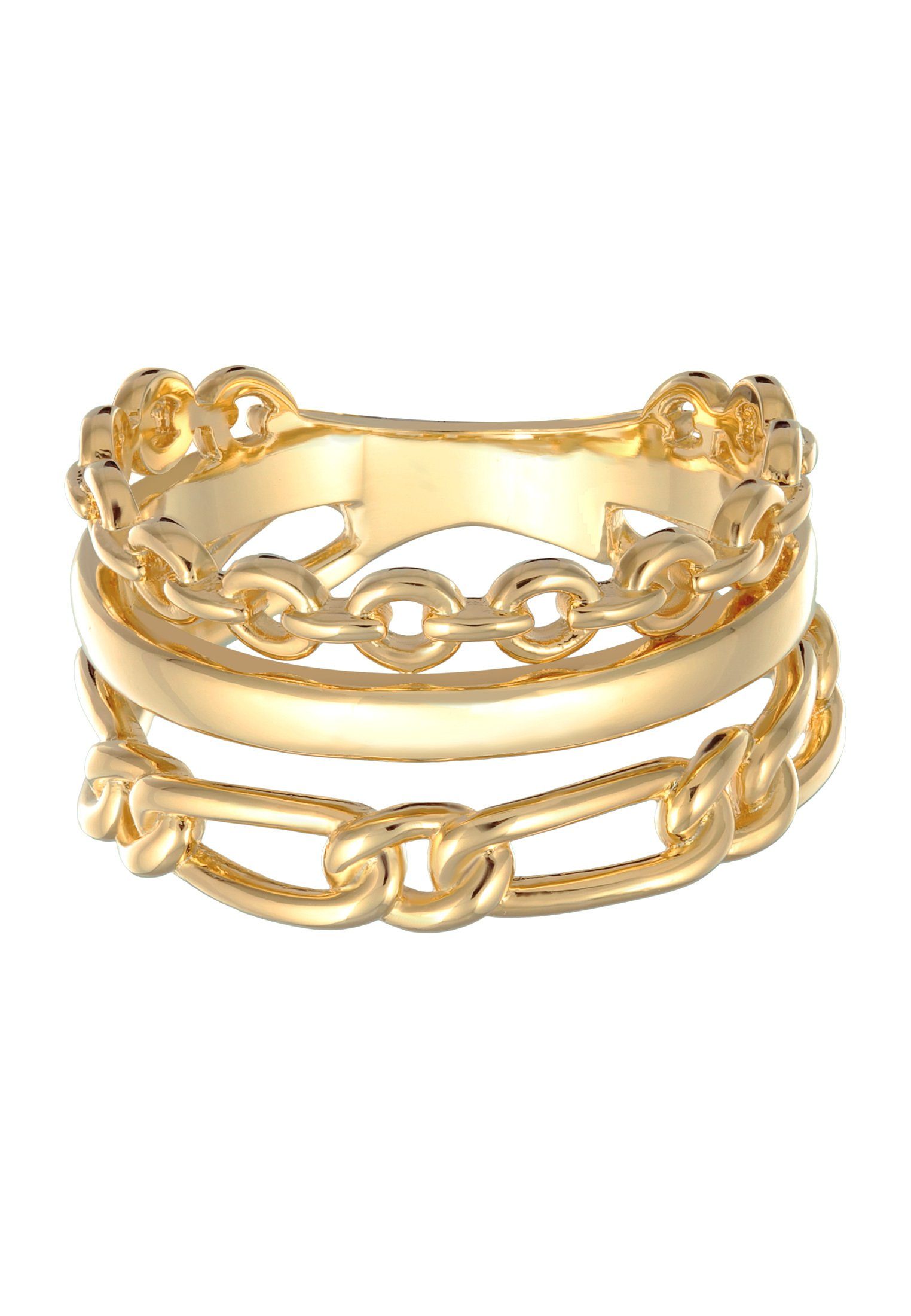 Elli Fingerring Glieder Bandring 3-reihig Goldfarben günstig online kaufen
