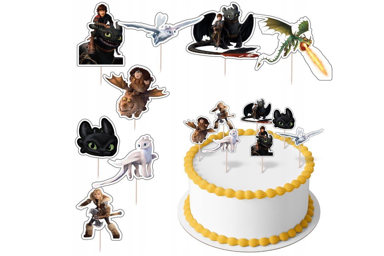 Tortenstecker How to Train Your Dragon Topper Set 8 Stk Geburstag Torten Deko Junge