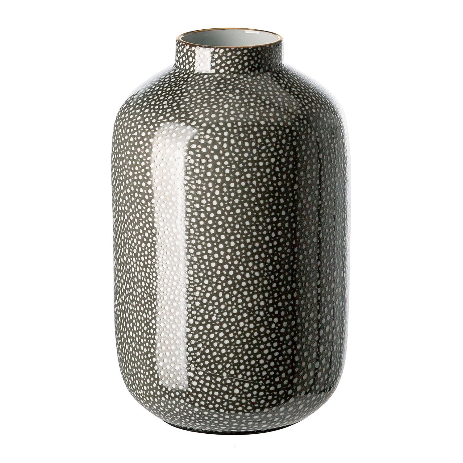 Fink Dekovase ROY - H.21cm x D.12cm - Porzellan - grau/weiß - Wohnaccessoire (1 St., Amphore - Grfäß), Elegante Dekovase - Blumenvase & Ziervase für stilvolle Akzente