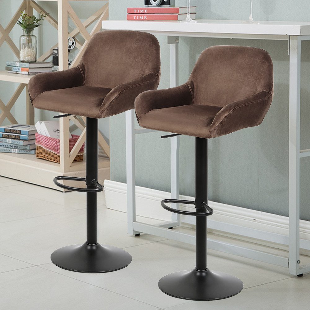 JEOBEST Barhocker Barstühle Samt Barstuhl Designer Hocker mit Rückenlehne (2er Set), mit Fußstütze, Barstuhl höhenverstellbar drehbar – Bild 2 von 5