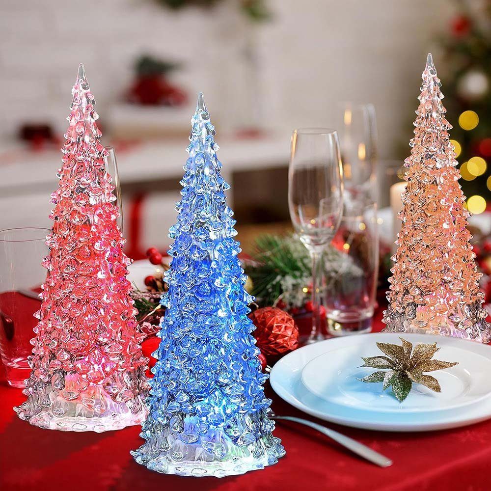 Deko für Multicolor, Weihnachten Tischplatte Kamin, LED Baum Schlafzimmer farbwechselnd, Rosnek Acryl, Transparentes