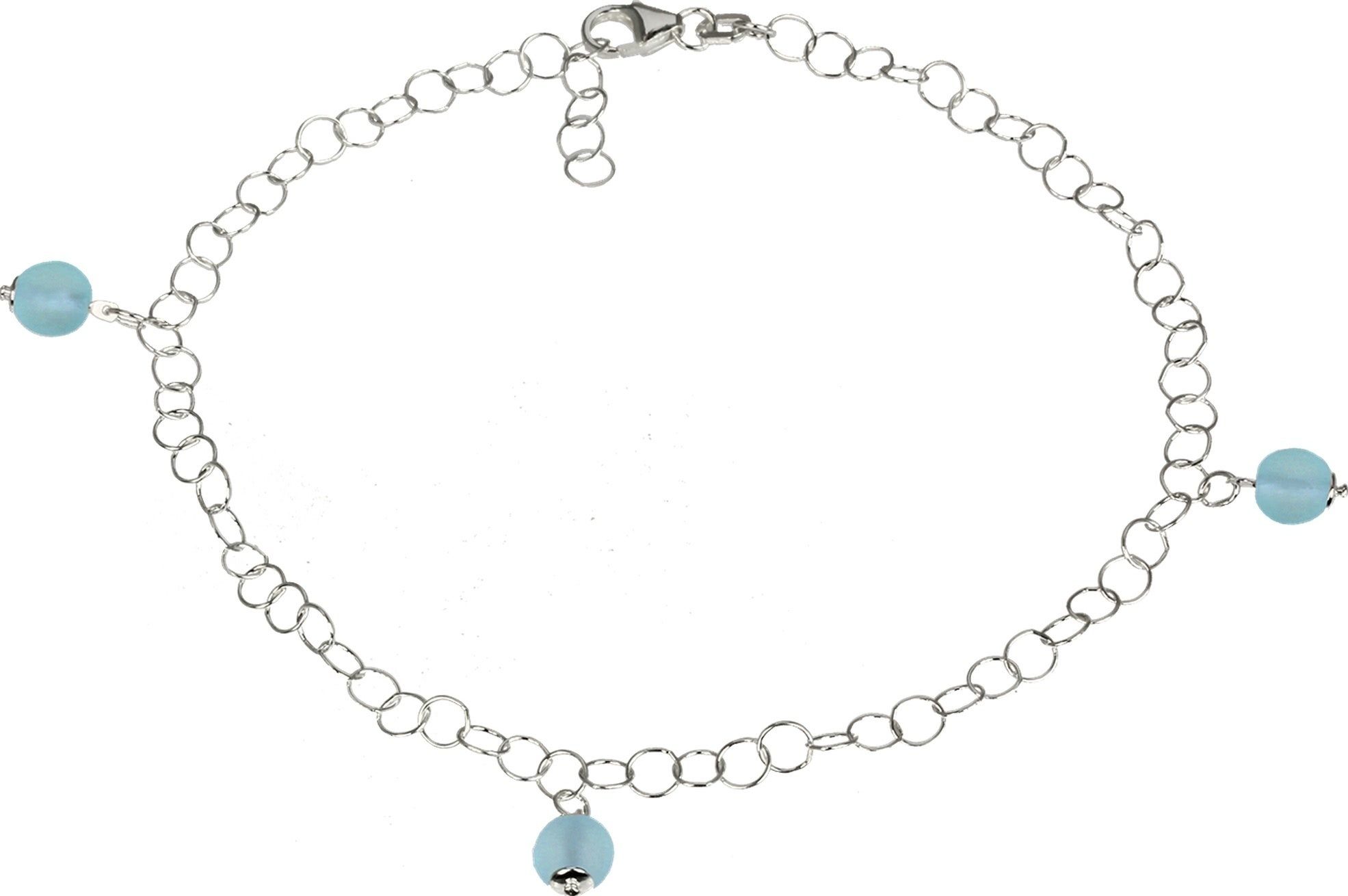 SilberDream Fußkette mit Anhänger SilberDream Fußkette hellblau für Damen, Damen Fußkette Kugel aus 925 Sterling Silber, Farbe: hellblau