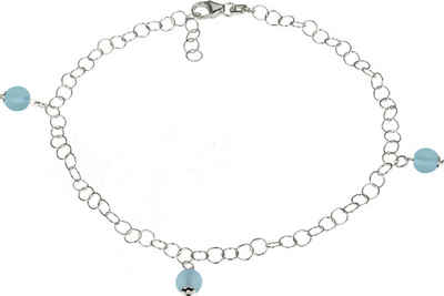 SilberDream Fußkette mit Anhänger SilberDream Fußkette hellblau für Damen, Damen Fußkette Kugel aus 925 Sterling Silber, Farbe: hellblau