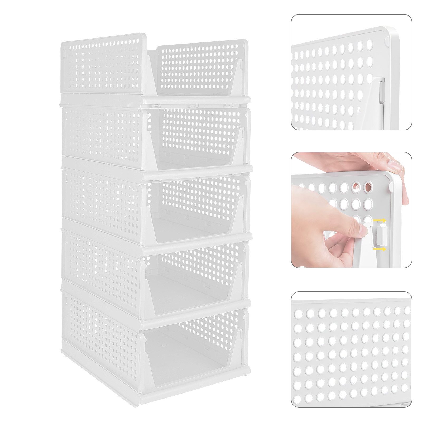 JEOBEST Schubladenbox Aufbewahrungsbox Schrank-Organizer Plastik Lagerkisten, (5 St) Klappbar und Stapelbar, für Zuhause Schlafzimmer Küche