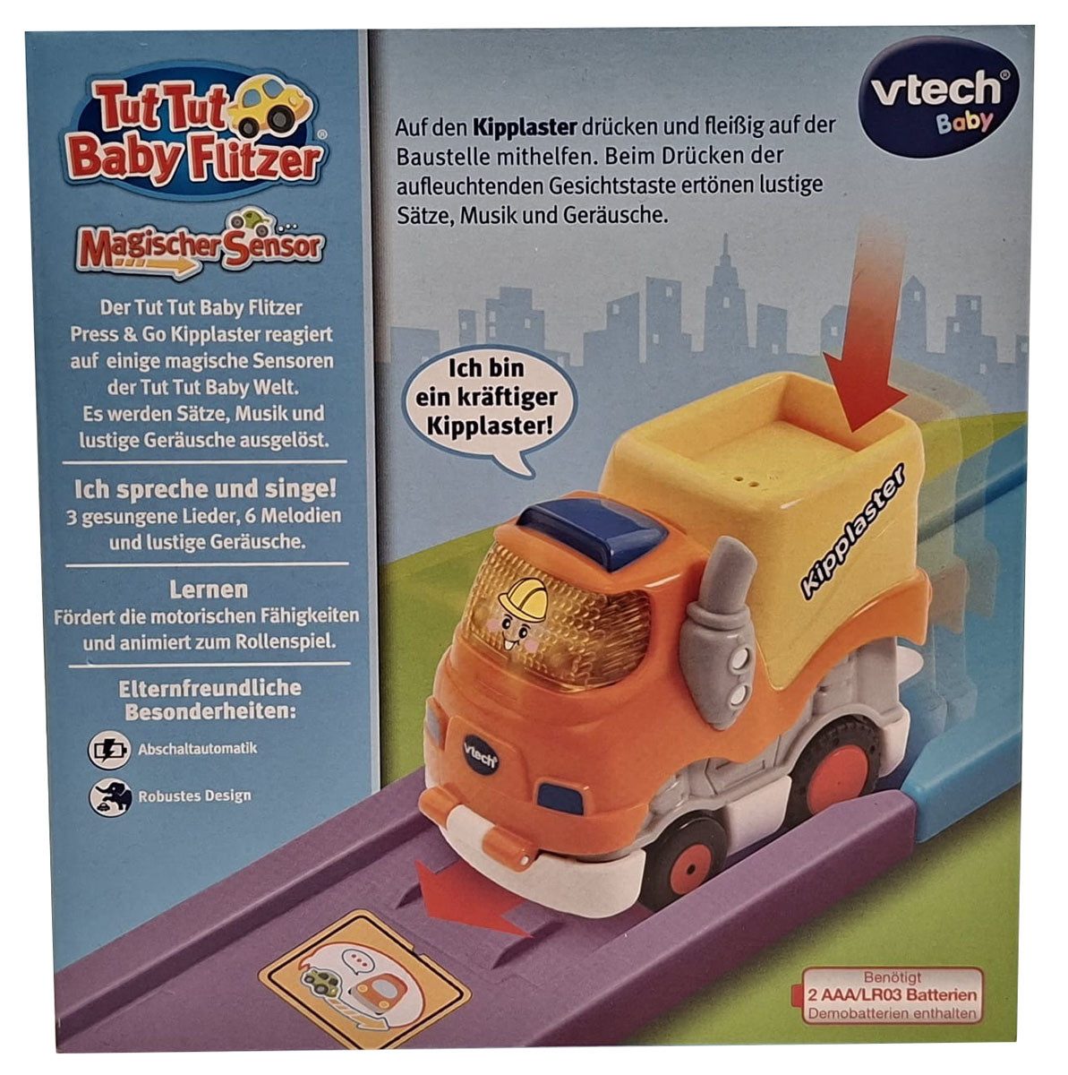 Vtech® Spielzeug-Kipper VTech TUT TUT Baby Flitzer - Press and Go Kipplaster – Spielzeugauto m