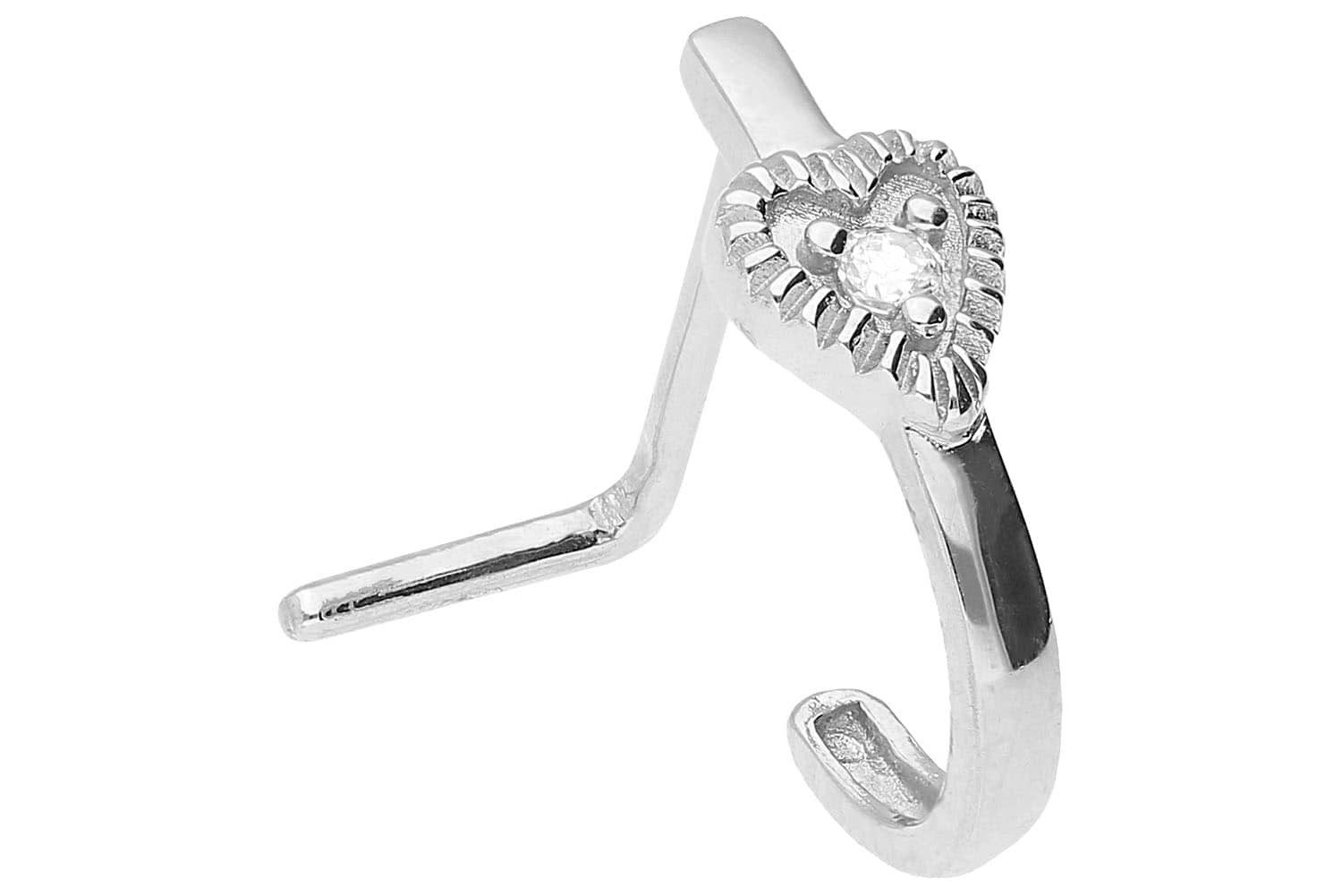 PIERCINGLINE Nasenpiercing Chirurgenstahl Nasenstecker HERZ + KRISTALL (Nasenstecker, 1-tlg)
