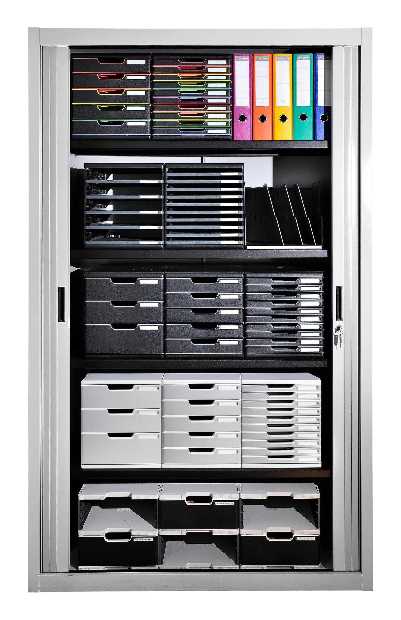 EXACOMPTA Schubladenbox Modulo A4, 5 geschlossene Schubladen, Office - Steingrau - 301041D, Boxen modulierbar