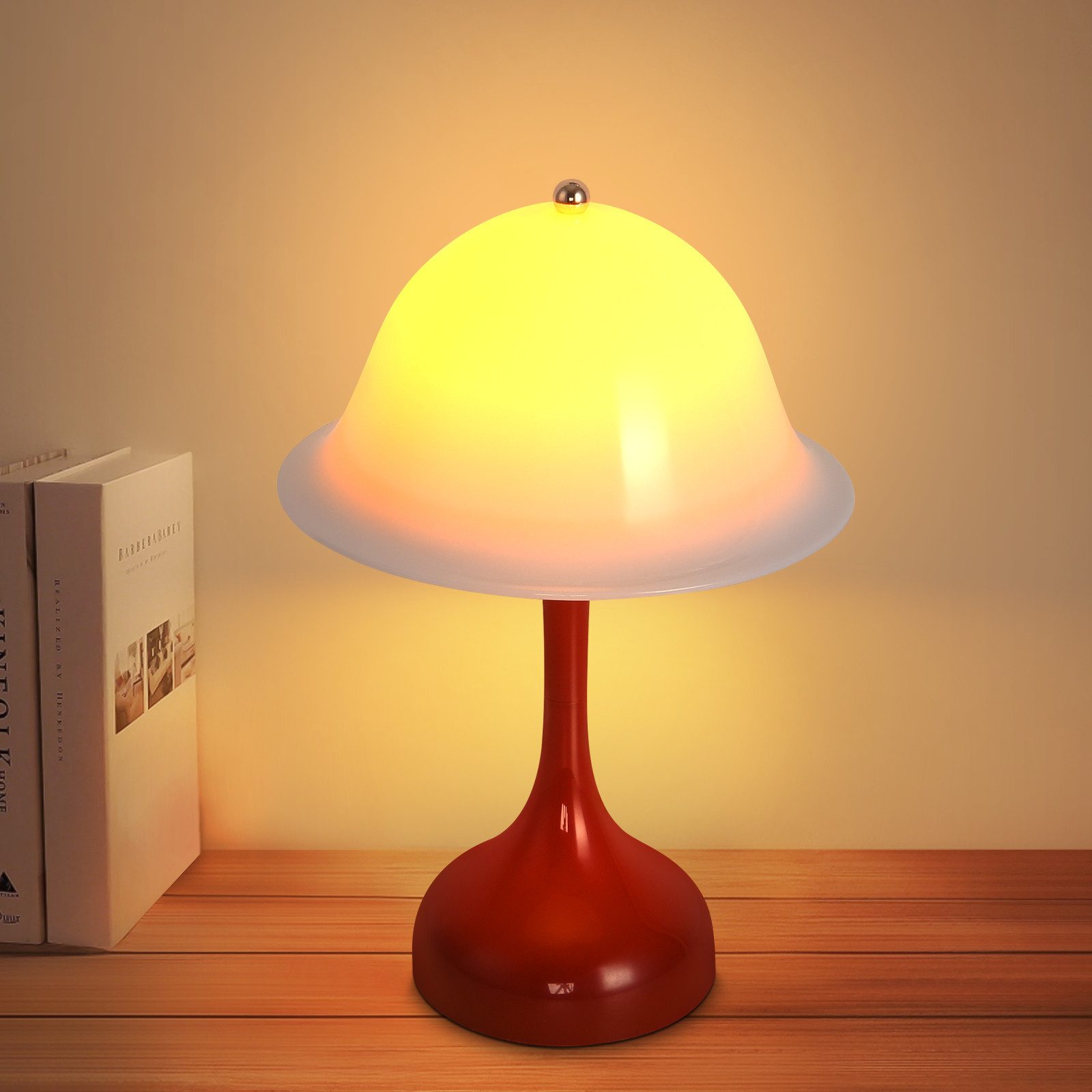 Nettlife LED Tischleuchte Kabelose Modern 3 Farben dimmbar Touch Rot/Schwarz/Weiß/Blau Mit Akku, für schlafzimmer schreibtische Innenbeleuchtung Nachtlicht