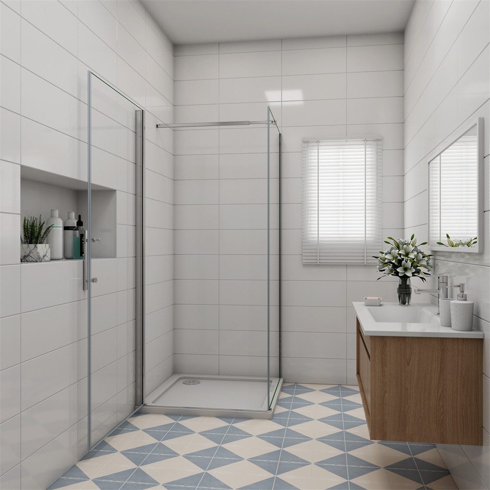 AICA Dusch-Einflügeltür 195cm Duschtür Nano ESG Glas Drehtür mit Seitenwand Duschkabine, 70x195 cm, (Set) NanoGlas