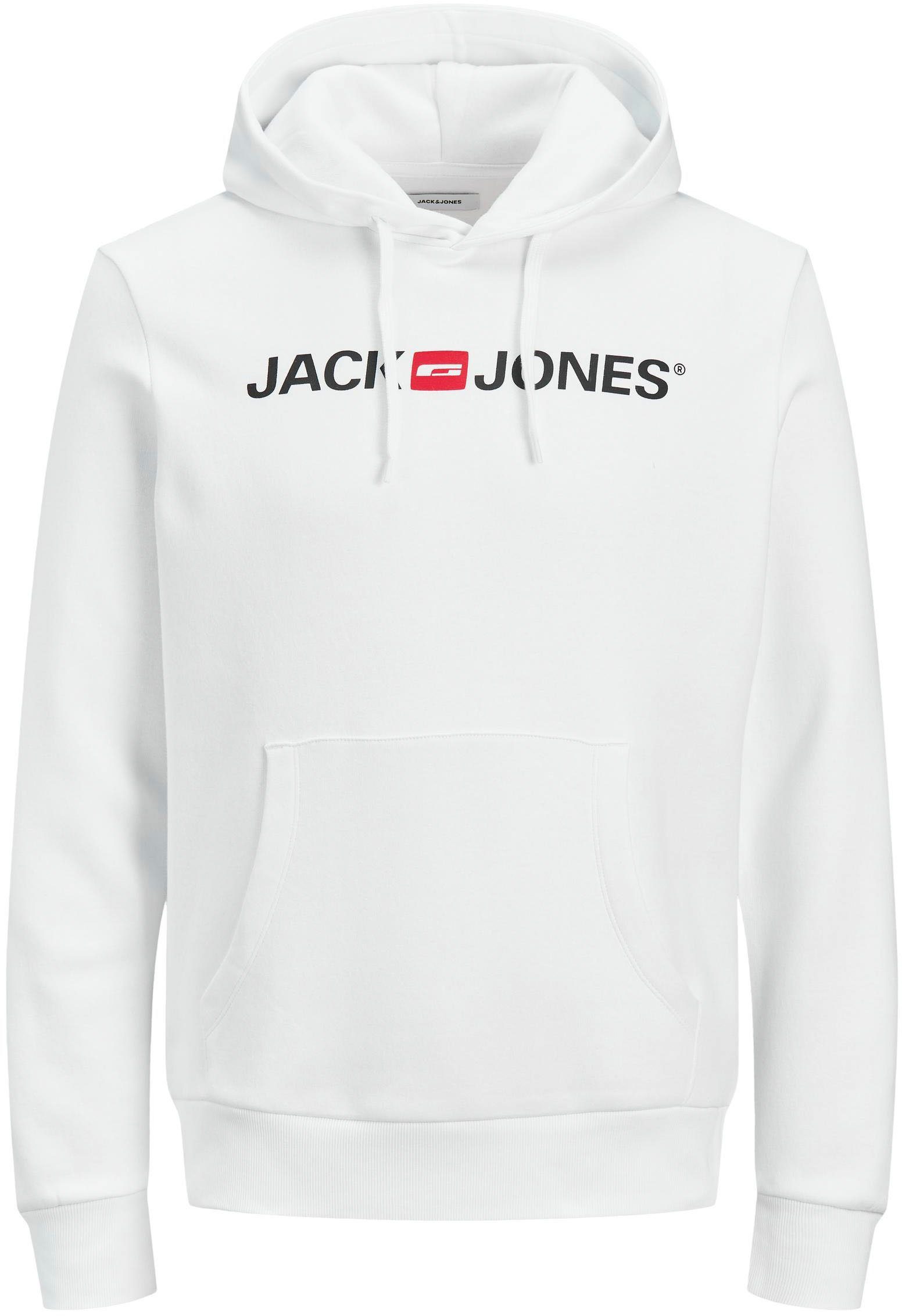 Jack & Kapuzensweatshirt Jones Logo weiß-bedruckt Oldschool Hoodie