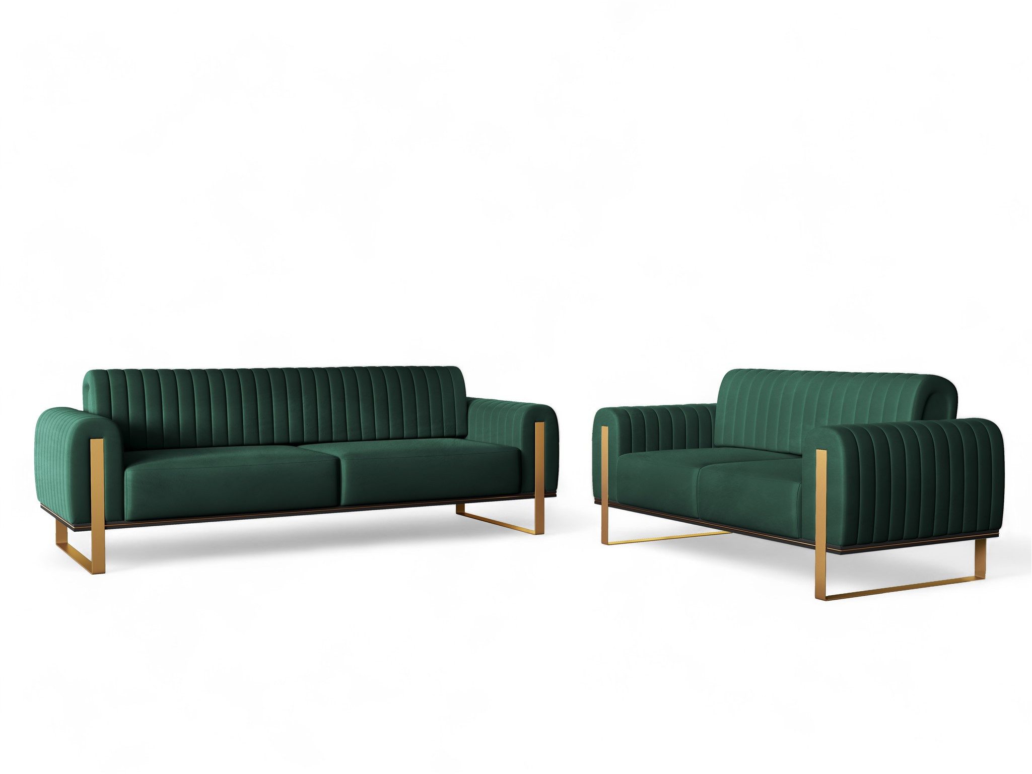 Fun Möbel Polstergarnitur Sofaset Designersofas VALERIE 3-2 in Stoff Elisa Velvet, (2-tlg., 2 Sofas), Rückenlehne verstellbar, Rundumbezug