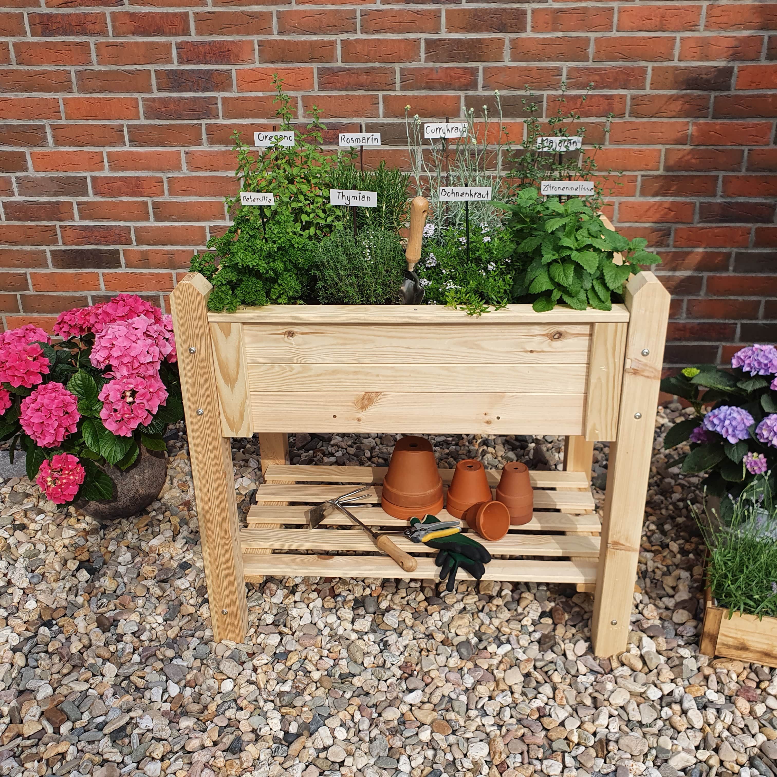 promadino Hochbeet aus naturbelassenem Kiefernholz, inkl. Pflanzfolie