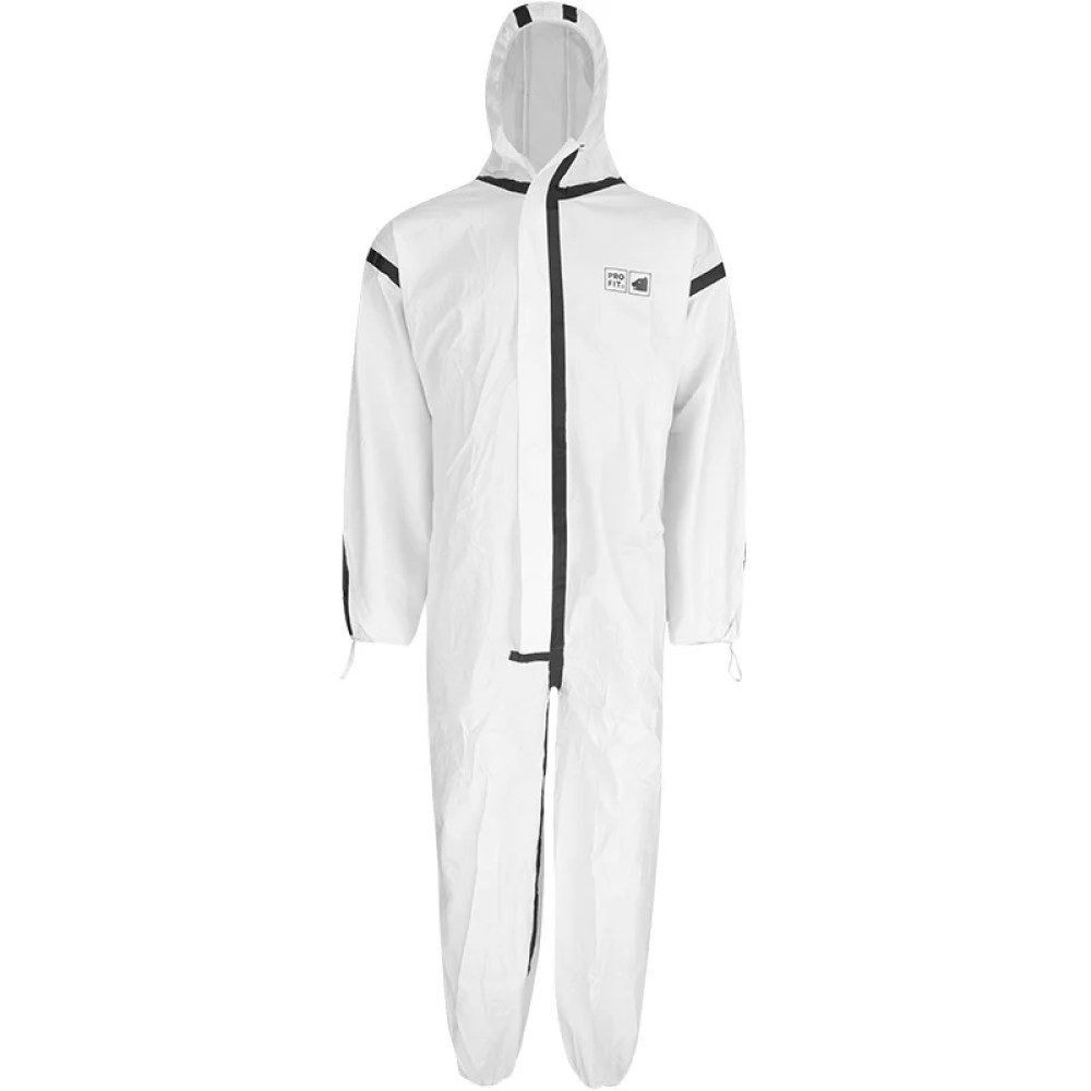 PRO FIT by Fitzner Arbeitsoverall Chemikalien Schutzanzug "Eisbär plus"Typ 4B/5B/6B, weiß Gr. L–3XL