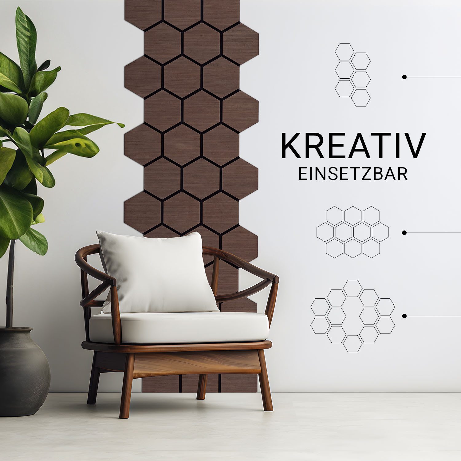 Homestyle4u Wandpaneel je 76x62 cm Hexagon günstig online kaufen