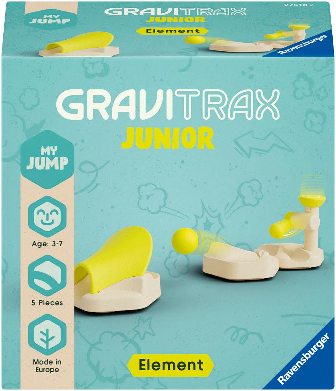Ravensburger Kugelbahn-Bausatz GraviTrax Junior My Jump Element, Made in Europe