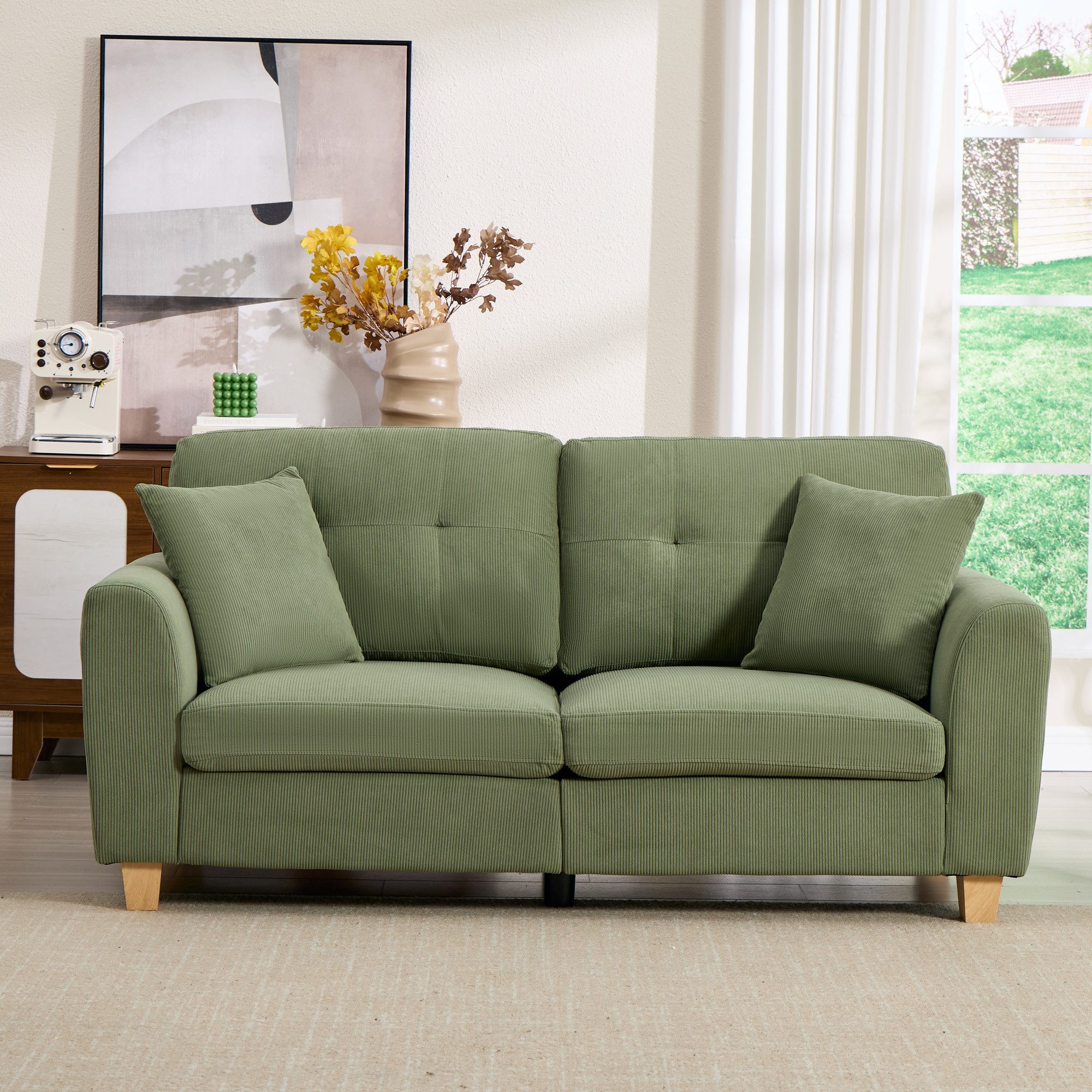 CANMOV 3-Sitzer Canmov 2&3 Sitzer Sofa, Couch mit Seitentasche & Kissen, Wohnzimmer, kleines sofa, schlafsofa dauerschläfer, 176cm Breite, couch
