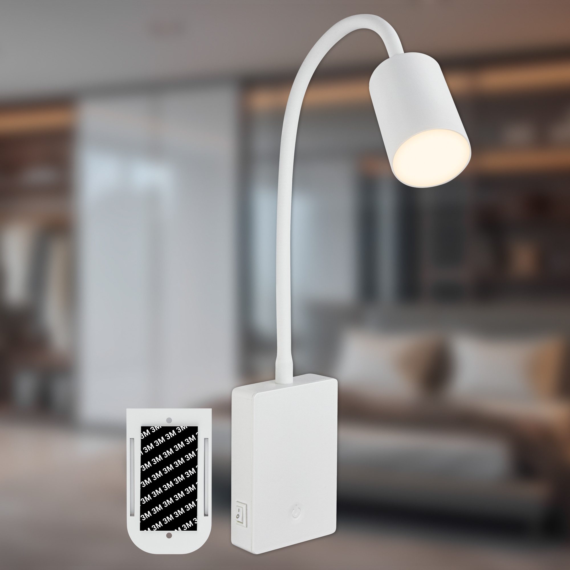 Briloner Leuchten LED Nachttischlampe Wandlampe kabellos Leselampe Akku Touch Dimmbar USB-C Schlafzimmer, LED fest integriert, 3000K, 7x51x4,5 cm, Schlafzimmer, Kinderzimmer