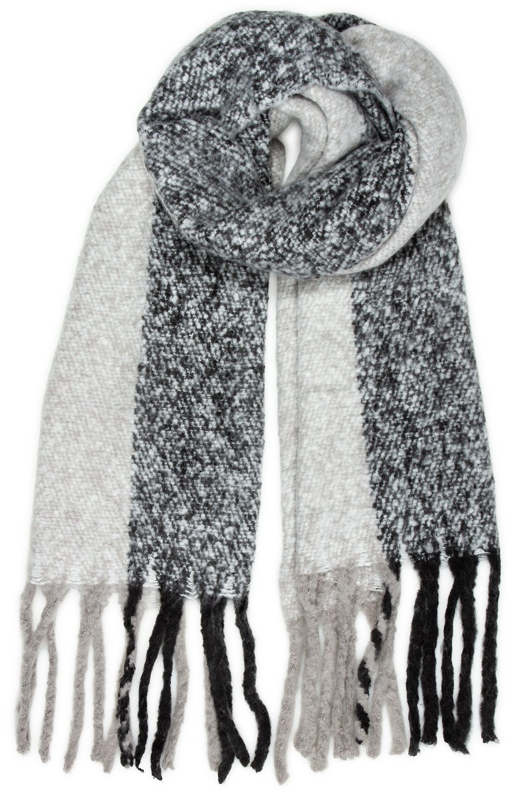 Modeschal SC485 Damen XXL Fransen Karo Schal