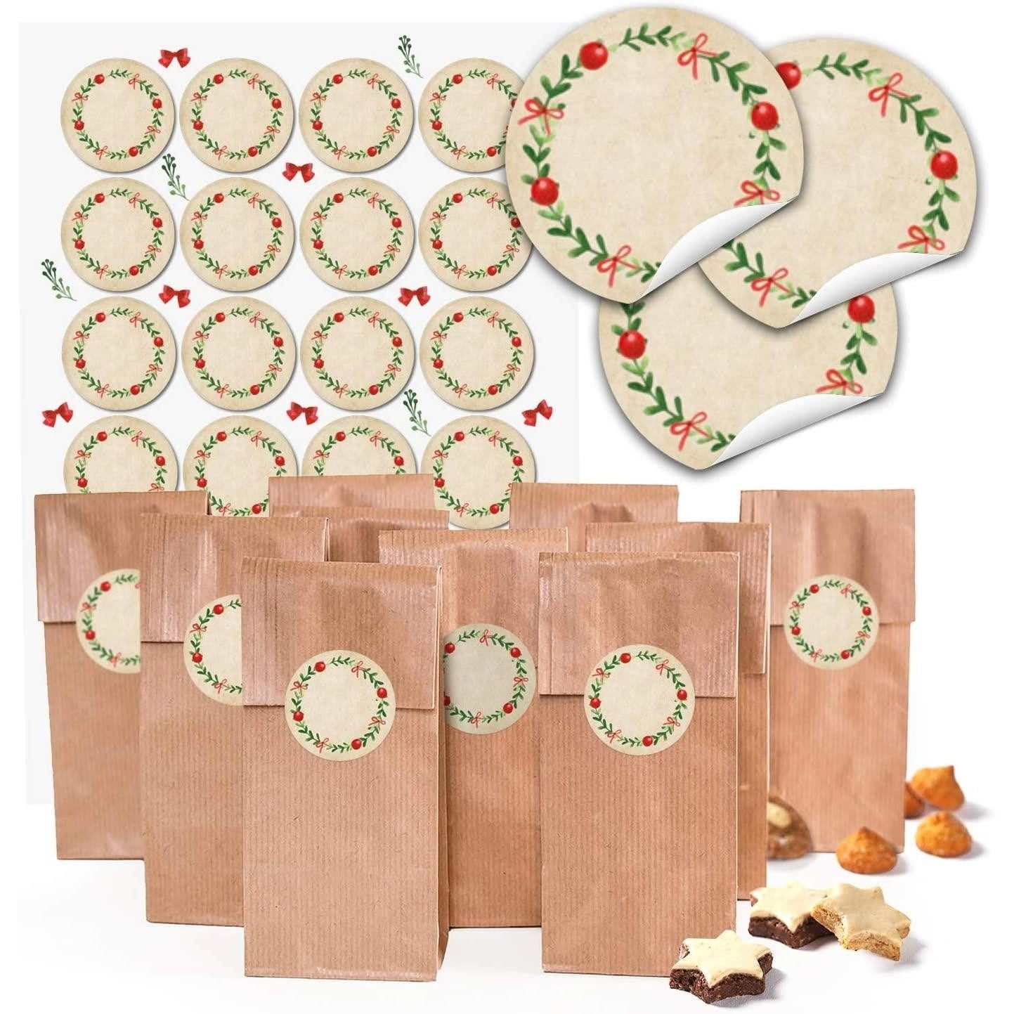 Logbuch-Verlag Geschenkpapier 24 braune weihnachtliche Papier Plätzchen Tüten mit Pergamineinlage (7