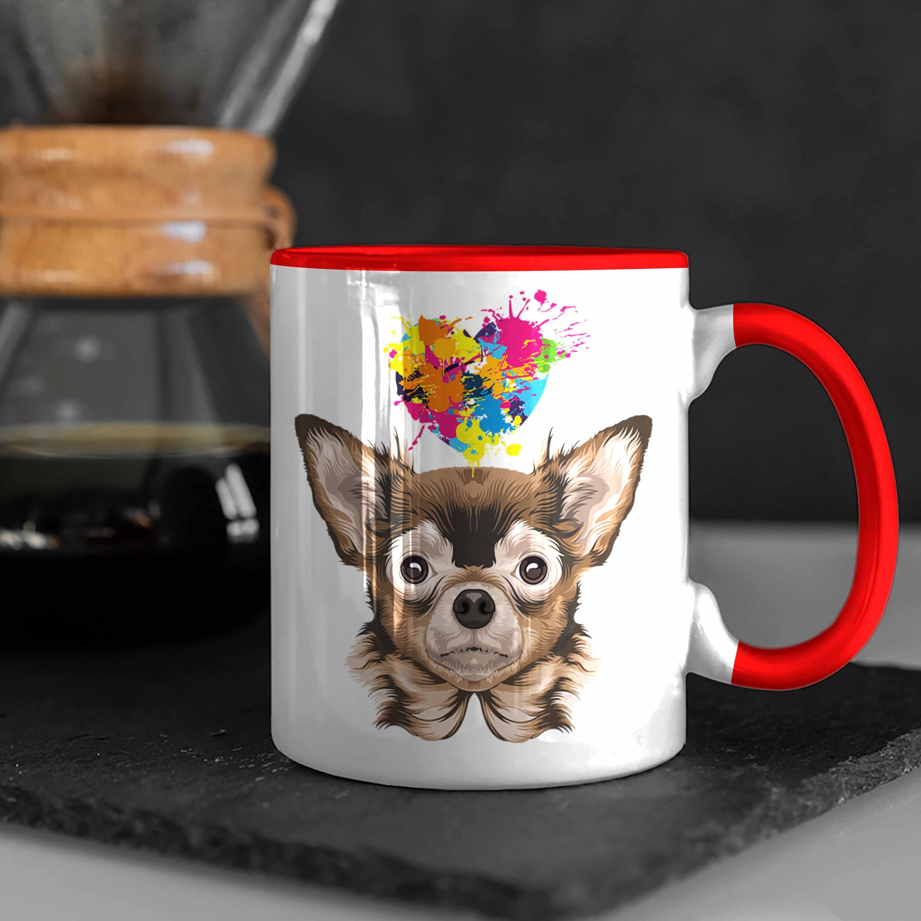 Chihuhahua Trendation Tasse Tasse Her Geschenkidee Kaffee-Becher Mama Besitzer Rot Frauchen