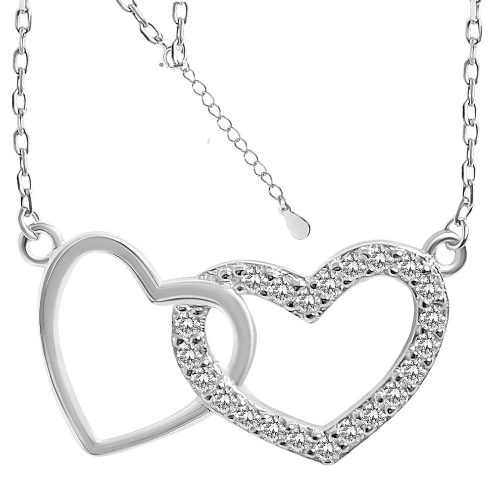 Herzkette Kette mit Herz echt 925 Sterling Silber 42-45cm