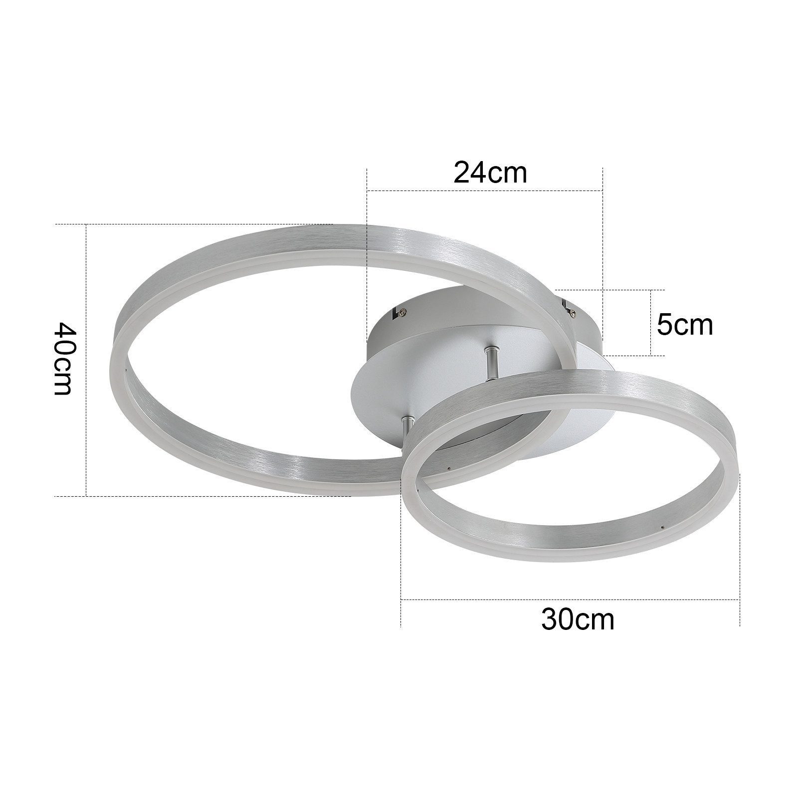 Nettlife LED Deckenleuchte Gold / Silber / Schwarz Wohnzimmerlampe Modernes Dimmbar 59 cm, LED fest integriert, Geeignet für Wohnzimmer, Schlafzimmer, Küche, Esszimmer, Büro