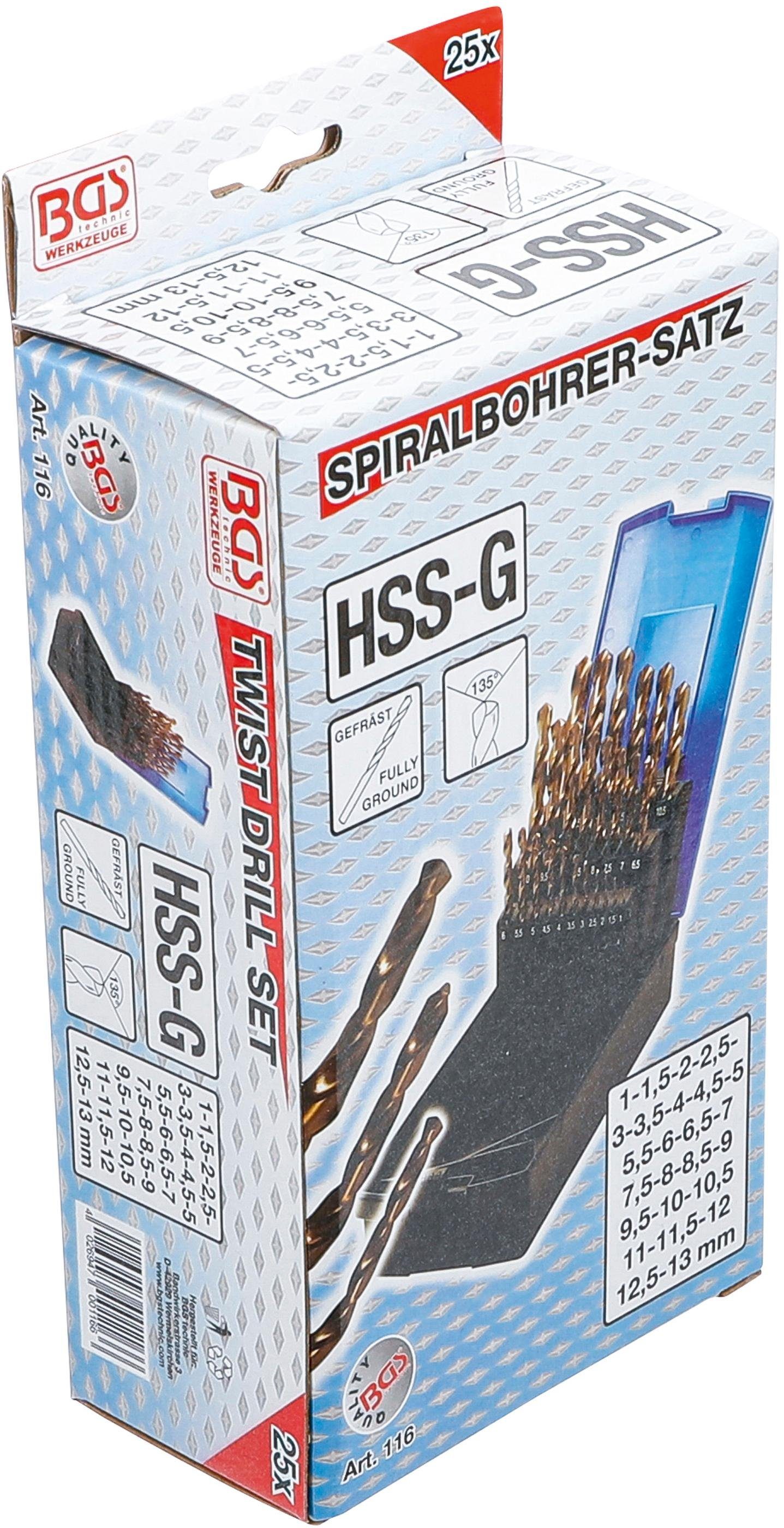BGS technic Spiralbohrer Spiralbohrer-Satz, HSS-G Cobaltstahl, 13 1 mm, - M35 25-tlg