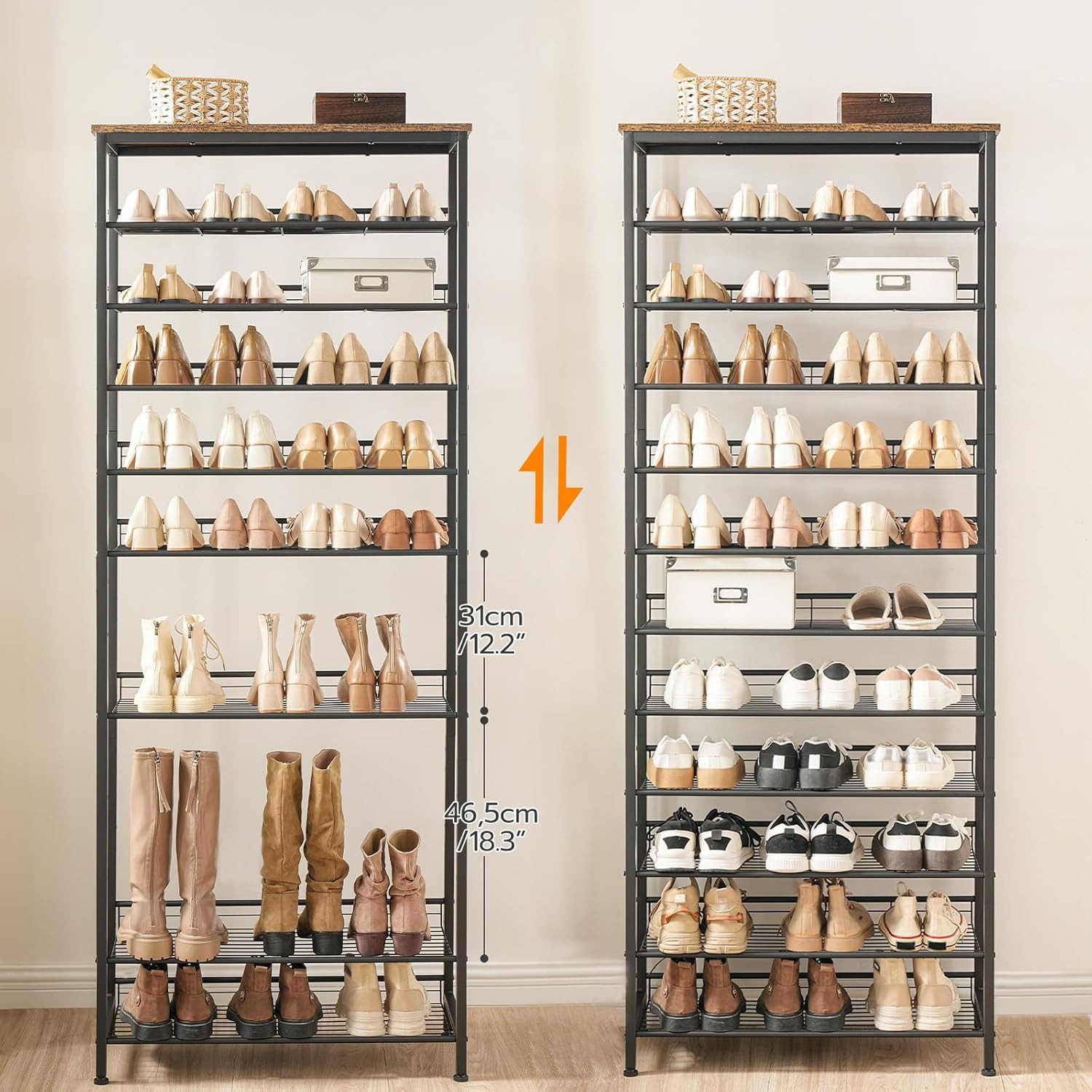 Hoobro Schuhregal 12 Etagen Schuhablage, Schuhschrank hoch, für 35-45 Paar günstig online kaufen