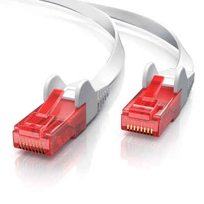 CSL LAN-Kabel, CAT.6, RJ-45 Stecker auf RJ-45 Stecker (100 cm), CAT 6 Flachband Netzwerkkabel UTP Gigabit 1000 Mbit/s Patchkabel, 1m