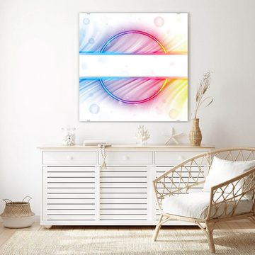 Primedeco Glasbild Wandbild Quadratisch Regenbogen Zirkel mit Aufhängung, Abstrakt