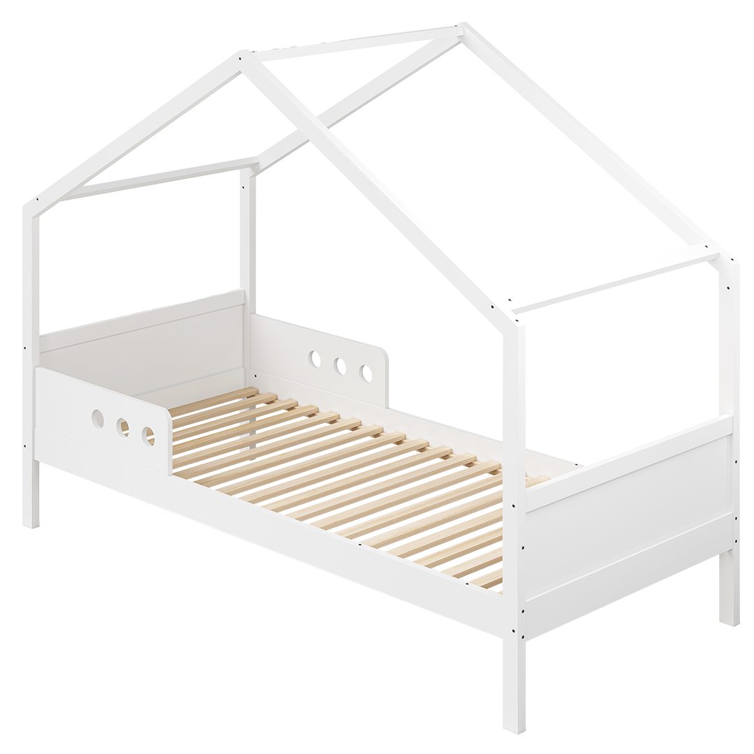 Bellabino Hausbett Bela 90x200 cm aus Massivholz Kiefer (weiß, optional mit günstig online kaufen