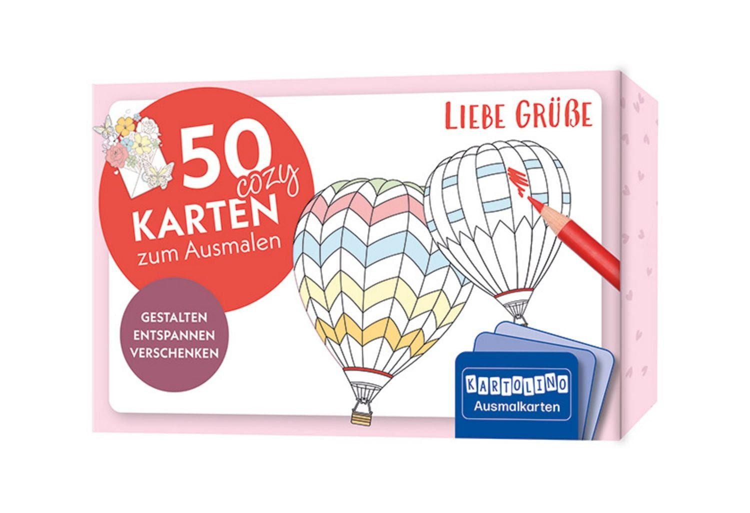 50 cozy Karten zum Ausmalen – Liebe Grüße / diverse