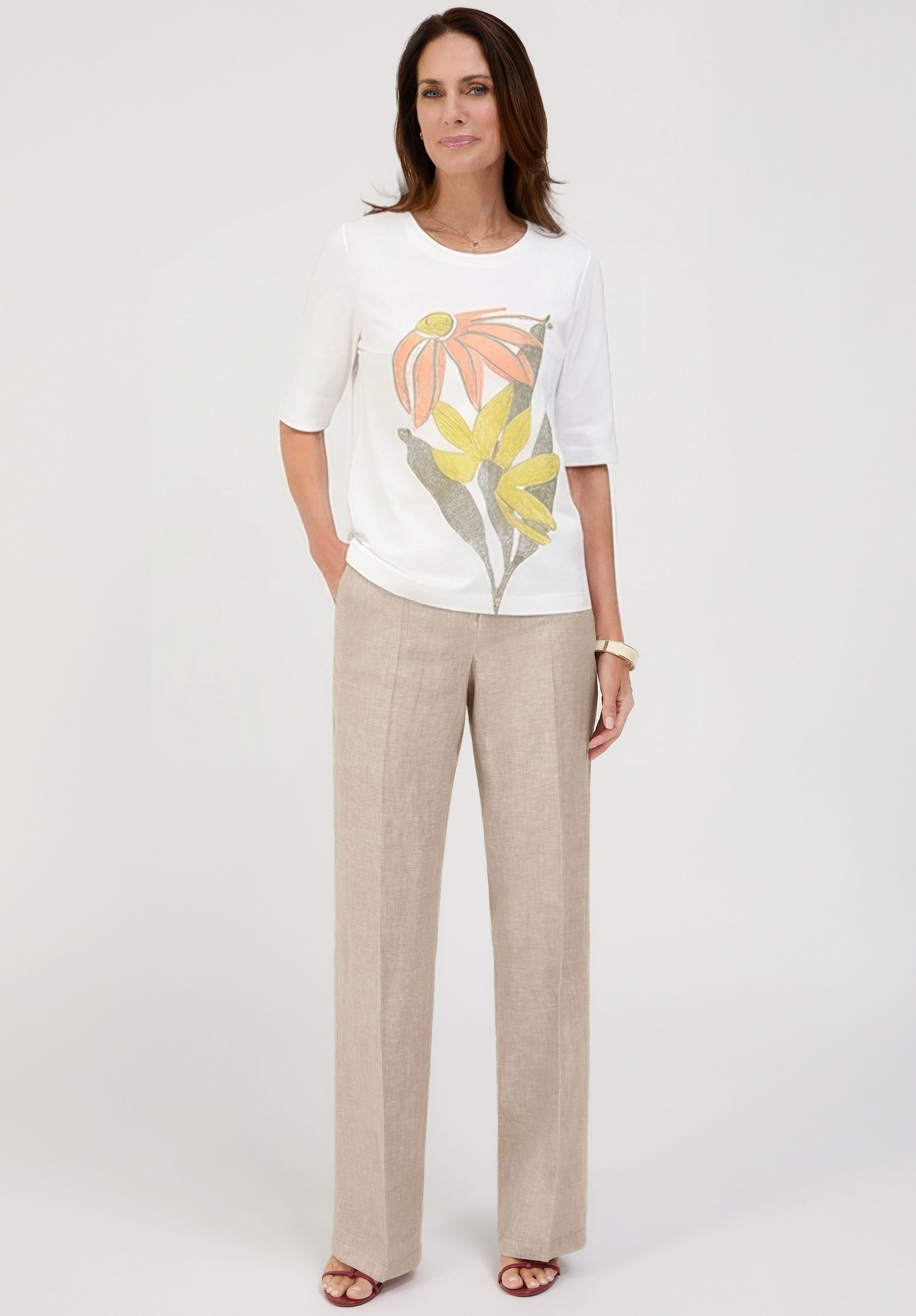 bianca Print-Shirt DINIA mit farbigem Frontmotiv und Kordelapplikation – Bild 5 von 5