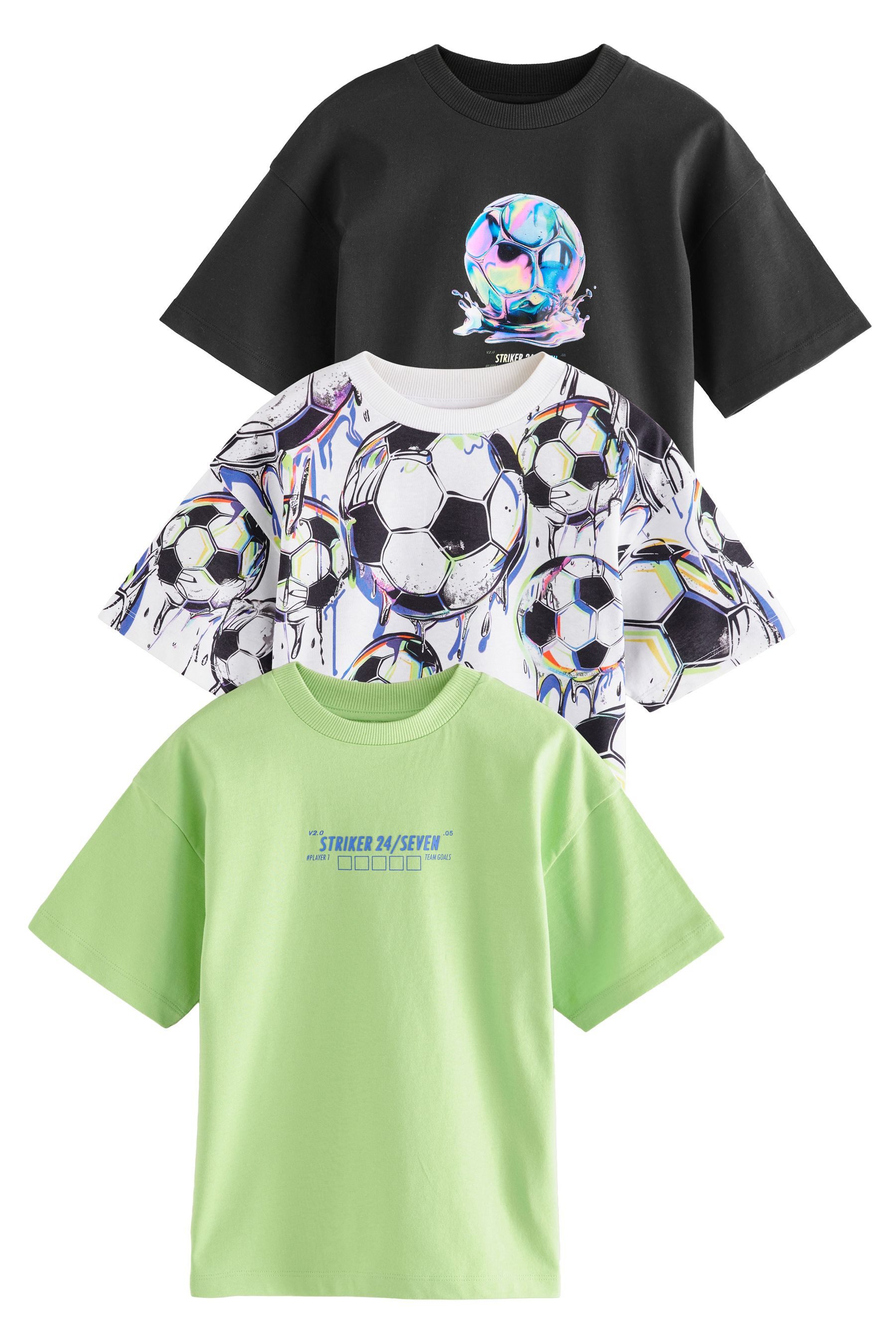 Next Print-Shirt 3er-Pack Relaxed Fit Kurzarm-T-Shirts günstig online kaufen