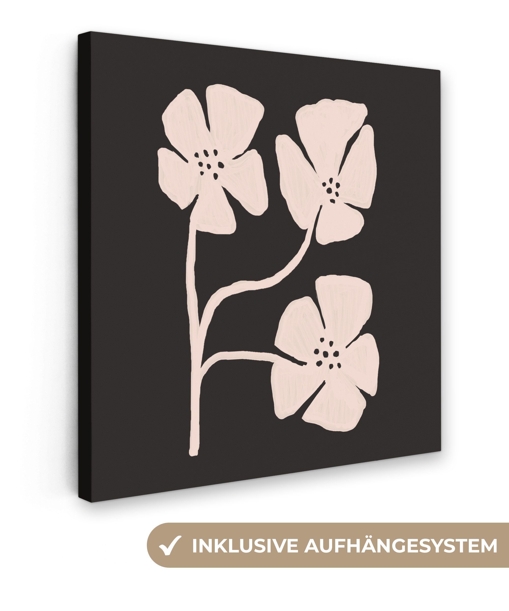 OneMillionCanvasses® Leinwandbild Blumen - Bohème - Pastell - Kunst, (1 St), Leinwand Bilder für Wohnzimmer Schlafzimmer, 20x20 cm