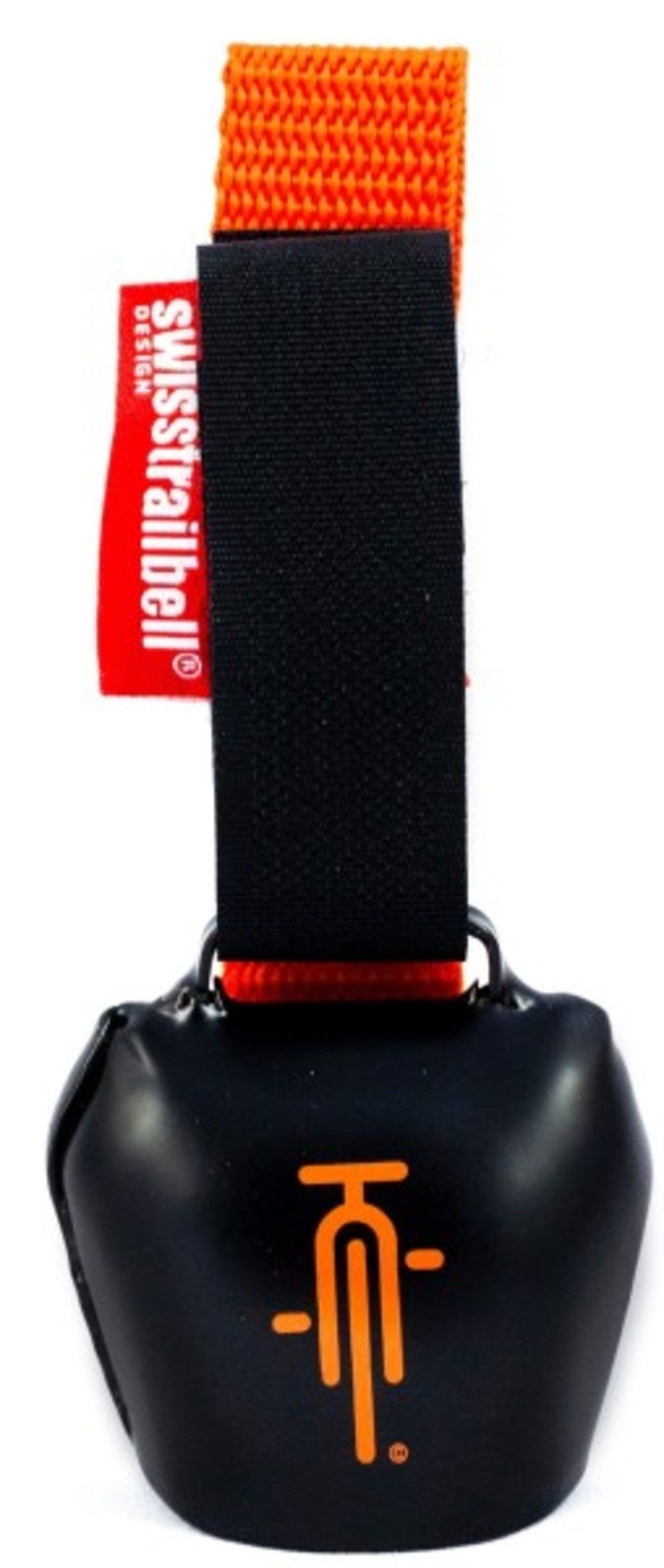 swisstrailbell Fahrradklingel "Mexico Edition" Deep Black: OrangeBike, orangenes Band