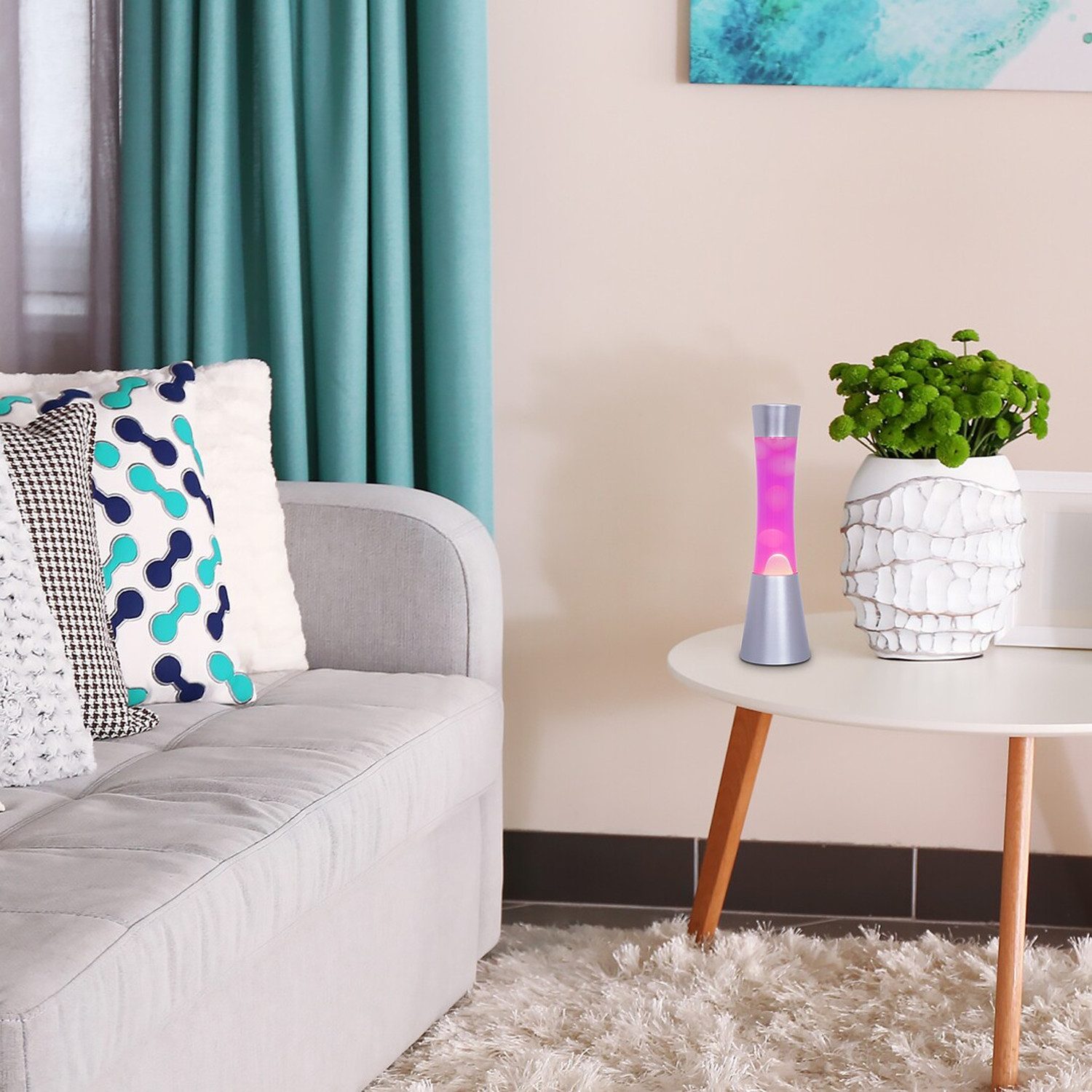 Rabalux Lavalampe Minka silberne dekorative Lampe, mit Leuchtmittel, IP20, silber, GY6.35 1x MAX 20