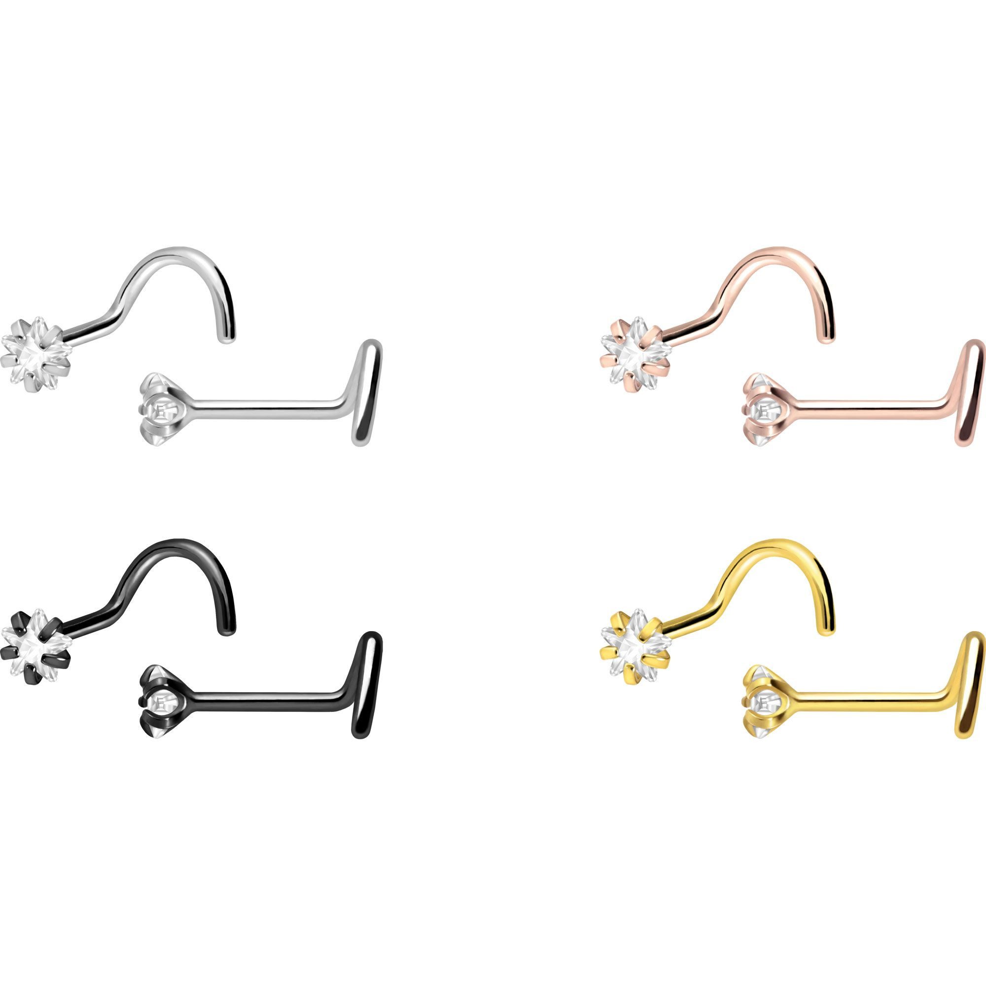 PIERCINGLINE Nasenpiercing Titan Nasenstecker Spirale EINGEFASSTER KRISTALL günstig online kaufen
