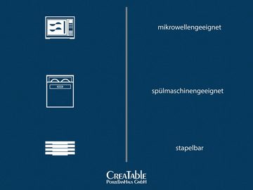 CreaTable Tafelservice Geschirr-Set Celebration (12-tlg), 6 Personen, Porzellan, Teller Set, weiß, Made in Germany, 12 Teile, für 6 Personen