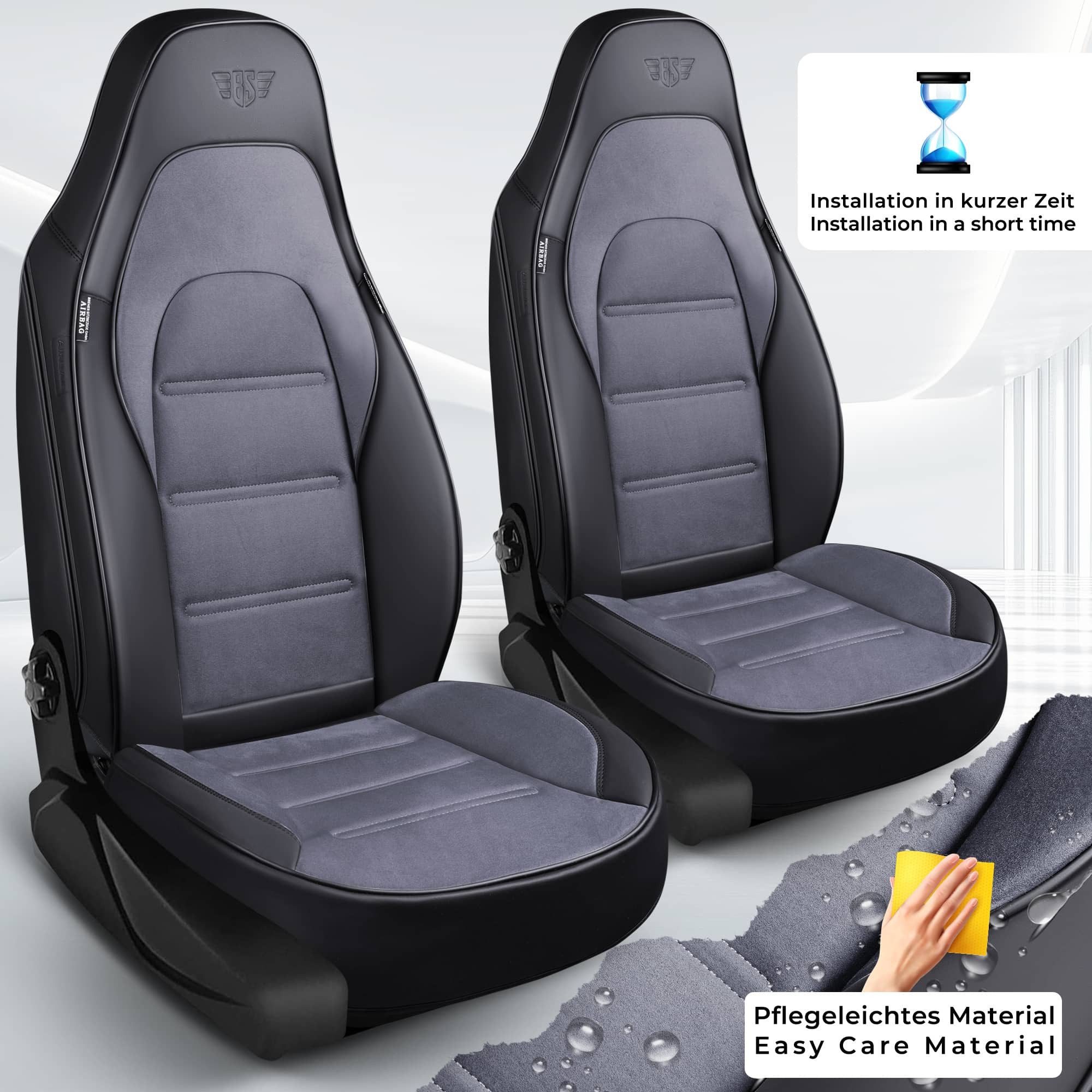 BREMER SITZBEZÜGE Autositzbezug für VW ID.3 Bj ab 2020 LT2, Set, 2-tlg., Schonbezüge Sitzbezüge Fahrer und Beifahrer, in Schwarz/Grau – Bild 4 von 5